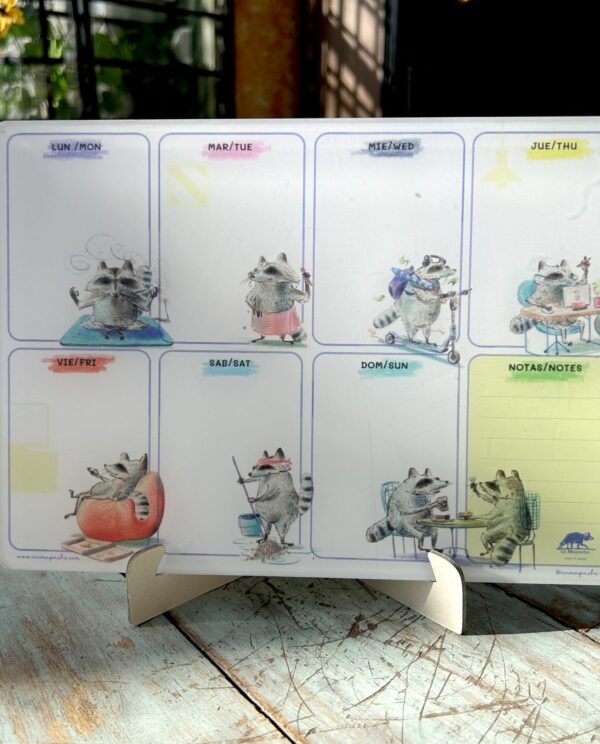 SEMANARIO ACRILICO BORRABLE (MAPACHES)